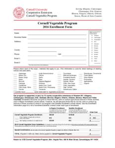Cornell University Cooperative Extension Cornell Vegetable Program Serving Allegany, Cattaraugus, Chautauqua, Erie, Genesee,