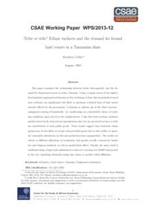 Tribe or title? Ethnic enclaves and the demand for formal land tenure in a Tanzanian slum