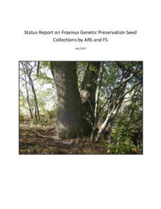 Status Report on Fraxinus Genetic Preservation Seed Collections by ARS and FS July 2013 Cover Photo: Large green ash tree in northwestern Ohio (Latitude: [removed], Longitude: -83.674, Elevation: 239 meters) from which