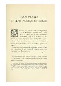 HENRI MEISTER ET JEAN-JACQUES ROUSSEAU dix-neuf ans, Henri Meister  Rousseau, qui