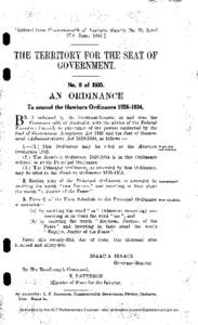 [Extract from Commonwealth of Australia Gazette, No. 35, dated 27th June, [removed]THE TERRITORY FOR THE SEAT OF GOVERNMENT. •
