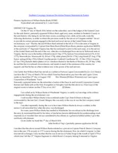 Southern Campaign American Revolution Pension Statements & Rosters Pension Application of William Burke (Burk) S37802 Transcribed and annotated by C. Leon Harris DISTRICT OF Virginia, SS. On the 31st day of March 1818, b