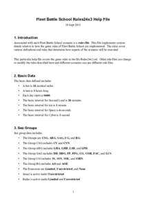 Fleet Battle School Rules24x3 Help File 10 SeptIntroduction Associated with each Fleet Battle School scenario is a rules file. This file implements various details relative to how the game rules of Fleet Battle 