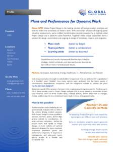 Profile  Plans and Performance for Dynamic Work Founded 1999