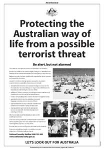 Advertisement  Protecting the Australian way of life from a possible terrorist threat