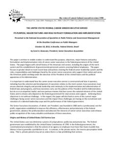 the voice of career federal executives since[removed]K Street N.E., Suite 2600 • Washington, D.C[removed] • ([removed] • Fax[removed] • www.seniorexecs.org THE UNITED STATES FEDERAL CAREER SENIOR EXECUTIV