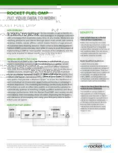 ROCKET FUEL DMP PUT YOUR DATA TO WORK DATA OVERLOAD As marketers, it’s overwhelming and far too complex to get a handle on all the information we gather, never mind leverage it to engage customers