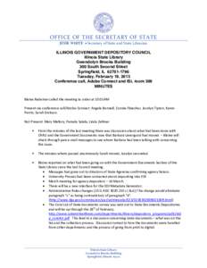 Illinois Government Depository Council Meeting Minutes February 19, 2013