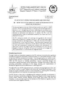 Elections / Inter-Parliamentary Union / International Day of Democracy / International Knowledge Network of Women in Politics / United Nations Development Programme / Parliamentary Committees / Latin American Parliament / AWEPA / Anders Johnsson / United Nations / Parliamentary assemblies / United Nations General Assembly observers