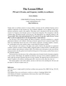 The Leeson Effect: PM and AM noise, and frequency stability in oscillators