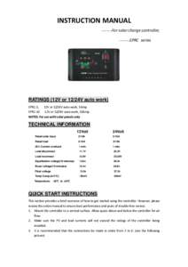 INSTRUCTION MANUAL[removed]For solar charge controller, ----------EPRC series