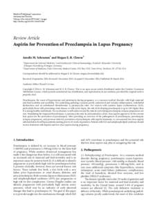 Aspirin for Prevention of Preeclampsia in Lupus Pregnancy