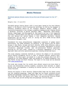 Air Transport Research Society Sauder School of Business University of British Columbia 2053 Main Mall, Vancouver, BC Canada V6T 1Z2 www.atrsworld.org