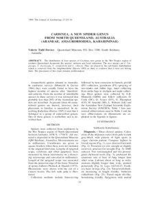 1999. The Journal of Arachnology 27:25–36  CARBINEA, A NEW SPIDER GENUS