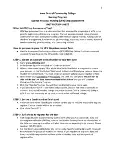 1  Iowa Central Community College Nursing Program License Practical Nursing (LPN) Step Assessment INSTRUCTION SHEET