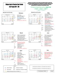 Bridgeton Board of Education School Calendar ExCEL Program[removed]NOTE:!!!!! Please do not make any Irrevocable plans for vacation during holidays or through july 24th, 2015, in the event that emergency days have to