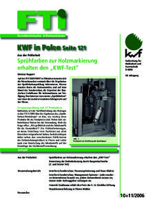 Forsttechnische Informationen  KWF in Polen Seite 121 Aus der Prüfarbeit  Sprühfarben zur Holzmarkierung