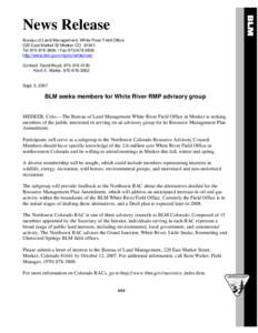 Bureau of Land Management / Conservation in the United States / United States Department of the Interior / Wildland fire suppression / Meeker /  Colorado / Sleeping Giant Wilderness Study Area / Roan Plateau / Environment of the United States / Protected areas of the United States / Geography of the United States