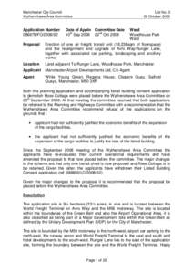 Report to the Wythenshawe Area Committee on 22 Oct 09, Land adjacent to Runger Lane, Woodhouse Park