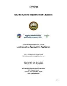 [removed]New Hampshire Department of Education School Improvement Grant Local Education Agency 2011 Application