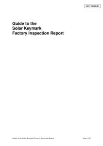 SKN_N0204.R0  Guide to the Solar Keymark Factory Inspection Report