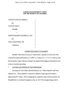 Competitive Impact Statement: U.S. and State of Texas v. Martin Marietta Materials, Inc. and Texas Industries, Inc.