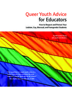 Queer Youth Advice for Educators How to Respect and Protect Your Lesbian, Gay, Bisexual, and Transgender Students  by Abe Louise Young