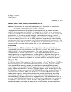 Replacement of the Simple Speciation Method for Computation of Carbonate and Bicarbonate Concentrations from Alkalinity Titrations