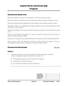 Exam Handbook 110 Program, Capital Stock and Ownership, April 2011