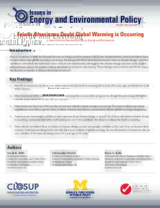 Issues in  Energy and Environmental Policy Number 29 | JulyFewer Americans Doubt Global Warming is Occurring