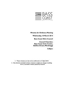 Minutes of Ordinary Meeting - 18 March 2015