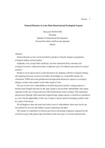 Session  3 Natural Disasters in Asia-Their historical and Ecological Aspects Masayuki WATANABE