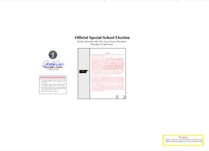 .  . Official Special School Election Tuesday, December 9th, 2014, Essex County, New Jersey