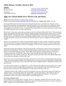 Media Release, Tuesday, March 6, 2012 Contacts: Ron Brown Executive Director  w & c
