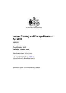 Human Cloning and Embryo Research Act 2004