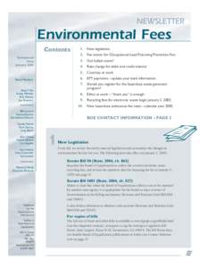 NEWSLETTER Environmental Fees  Contents