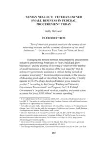 United States Department of Veterans Affairs / G.I. Bill / HUBZone / Veteran / Government procurement in the United States / Business / Government / Lloyd Chapman / Small Business Administration / Service-Disabled Veteran-Owned Small Business / United States