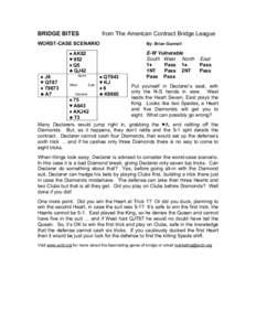 BRIDGE BITES  from The American Contract Bridge League WORST-CASE SCENARIO ♠ AK82