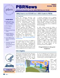 PBRNews  Issue 2 October[removed]A Quarterly Newsletter from the AHRQ PBRN Resource Center