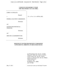 Case 1:11-cv[removed]ABJ Document 93 Filed[removed]Page 1 of 12  UNITED STATES DISTRICT COURT FOR THE DISTRICT OF COLUMBIA  CHRIS VAN HOLLEN,