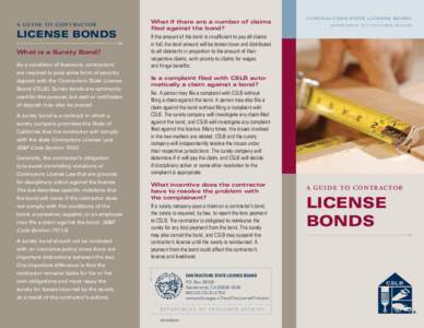 a guide to contractor  What if there are a number of claims filed against the bond?  What is a Surety Bond?