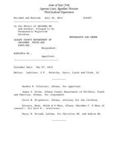 State of New York Supreme Court, Appellate Division Third Judicial Department Decided and Entered: July 24, 2014 ________________________________