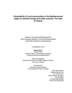    Vulnerability of rural communities in the Mediterranean region to climate change and water scarcity: The case of Cyprus