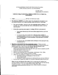 Domestic Relations Initial Order & Order to File Financial Documents AO-3AN-10-18