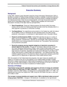 Federal Financial Interventions and Subsidies in Energy Markets