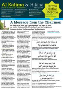 Al Kalima & Hikma Inside this month’s Newsletter: July/August[removed]Chairman’s welcome note p1