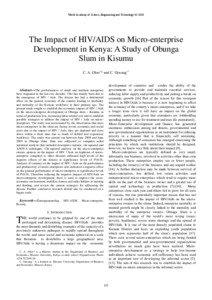 World Academy of Science, Engineering and Technology[removed]The Impact of HIV/AIDS on Micro-enterprise