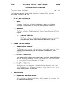 Microsoft Word - STU08 Policy on Student Discipline.doc