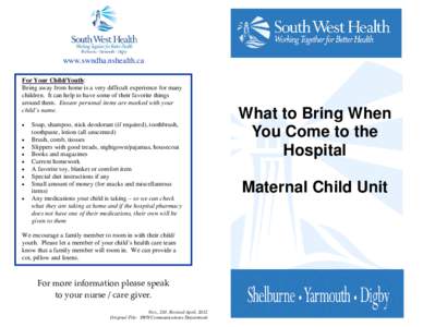 Brochure- What to Bring to the Hospital - mat child.pub