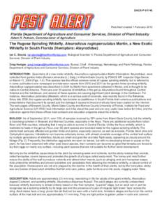 DACS-P[removed]Pest Alert created 7-February-2012 Florida Department of Agriculture and Consumer Services, Division of Plant Industry Adam H. Putnam, Commissioner of Agriculture